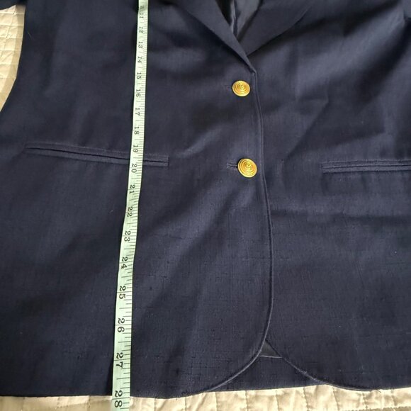 Vintage Sag Harbor Petite Womens Navy Blazer Size 14P 2-Button Polyester Blend J - Picture 8 of 10